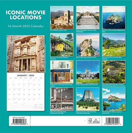 Iconic Movie Locations wall calendar 2025